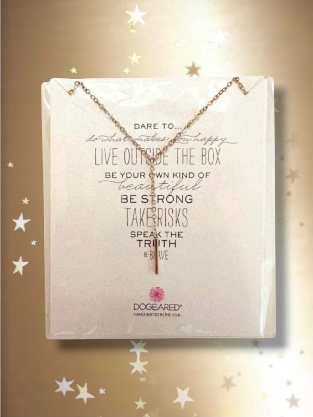 🆕💞DOGEARED Gold Bar Lariat "Y" Necklace Sterling Silver • 16 Inches • NWT